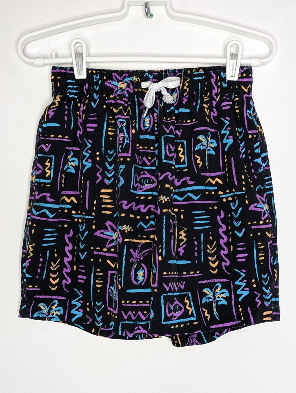 Chubbies The Nine Ts Black Blue Purple Retro Geometric 7" Lined Swim Trunks S